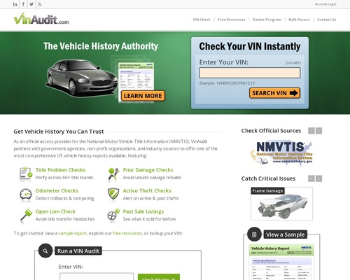 VinAudit – Carfax Different – Official NMVTIS Supplier